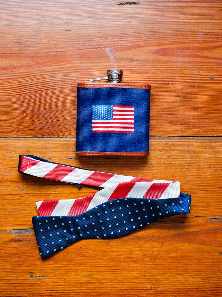 Patriotic groom's accessories for a summer wedding
