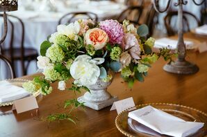 Romantic Garden Rose, Dahlia and Hydrangea Centerpieces