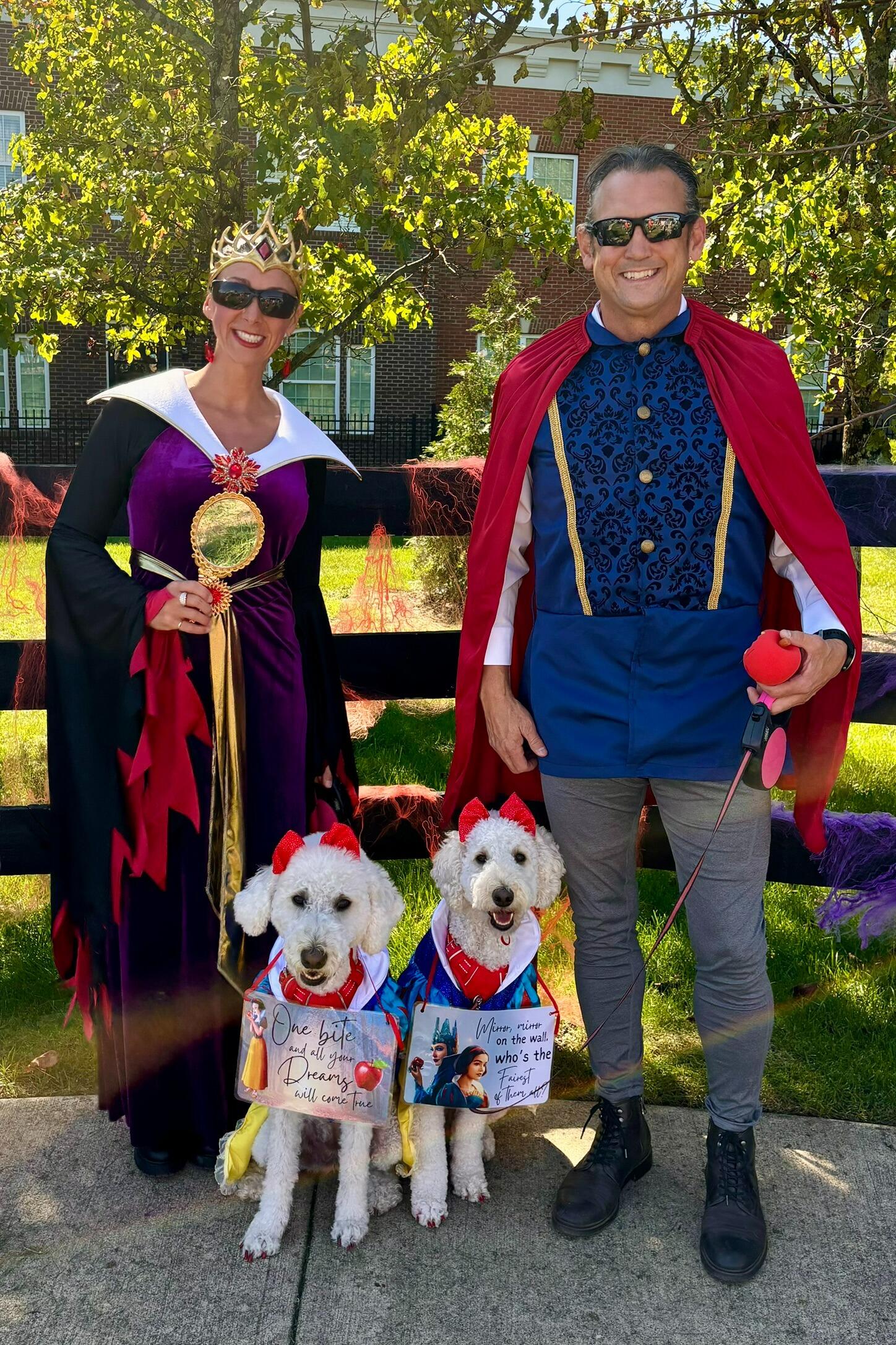 Family costume goals: wicked, magical, and twice the Snow White charm on stage in Lexington as we swept three contests.

Tara as the Evil Queen, Barry as the Prince, Mya as Snow White, and Gracie as her mirror image
