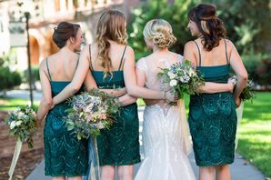 Dark Teal Textured Bridesmaid Dresses