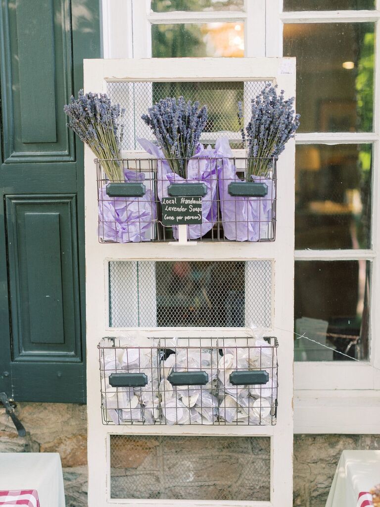 Dried lavender favor display
