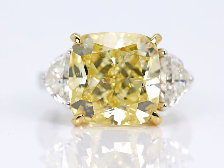 Natural yellow colored diamond engagement ring