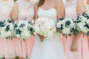 White Hydrangea Bouquets With Berries