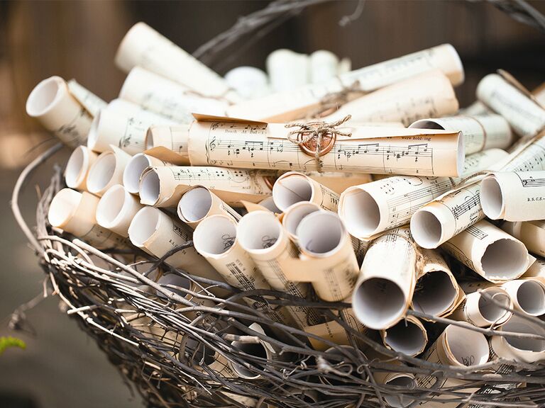 Sheet music-inspired wedding programs