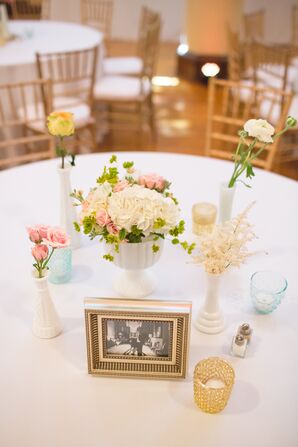 White Hydrangea and Pink Rose Centerpieces