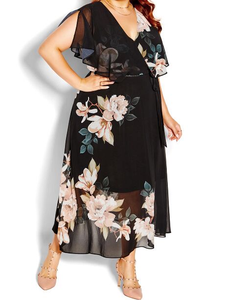 Floral maxi dress in black from City Chic