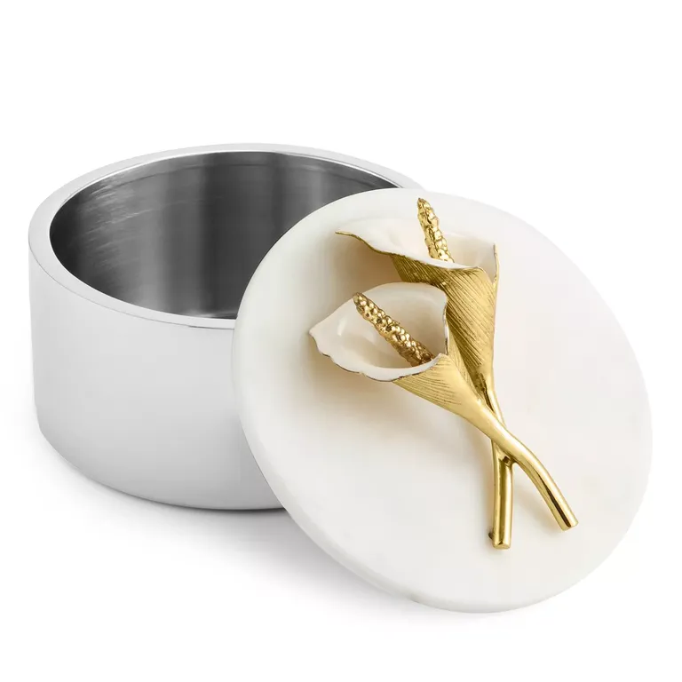 Calla Lily Marble Trinket Box luxury gift for wife 
