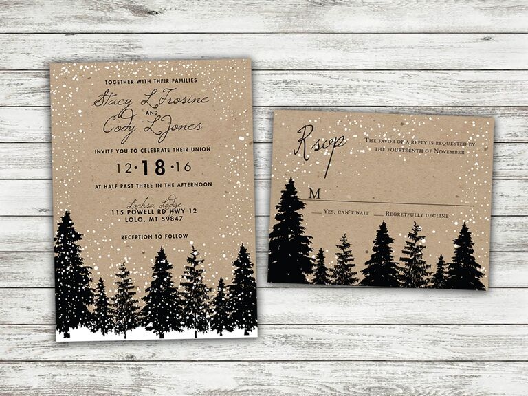 Rustic winter wedding invitation