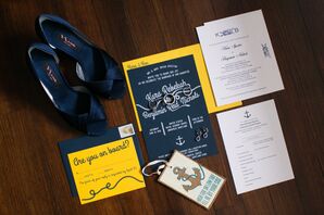 Navy and Gold Nautical Invitation Suite