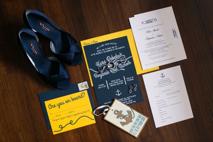Navy and Gold Nautical Invitation Suite