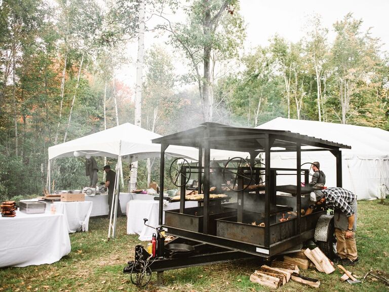 Barbecue wedding food at backyard wedding