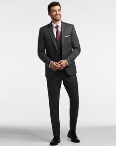 MEN’S WEARHOUSE Calvin Klein Charcoal Gray Performance Wool Suit Tuxedo