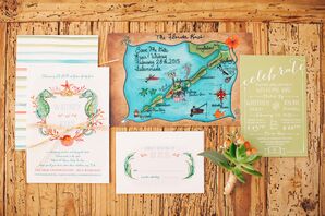 Cheerful, Beach-Inspired Wedding Invitation Suite