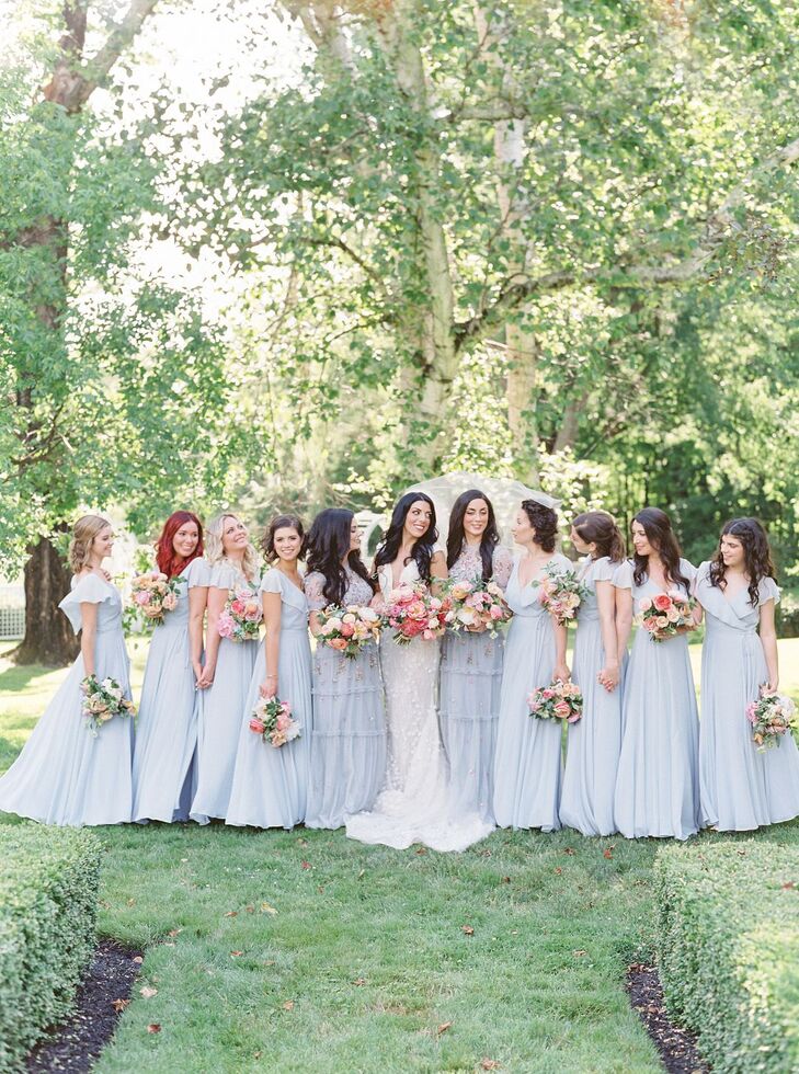 Bridesmaids in Pale Blue Dresses at Pennsylvania Wedding