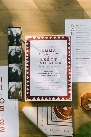 Custom Invitations Made By Designer Bride for Casual, Bohemian Desert Wedding