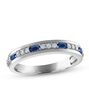 Kay Jewelers Men's Blue Sapphire & Diamond Wedding Band 1/5 ct tw Round-cut 10K White Gold White Gold Wedding Ring - thumbnail - 1