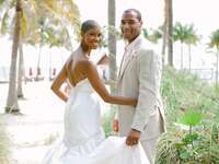 married couple during a beach wedding ceremony at Tranquility Bay in Marathon, Florida
