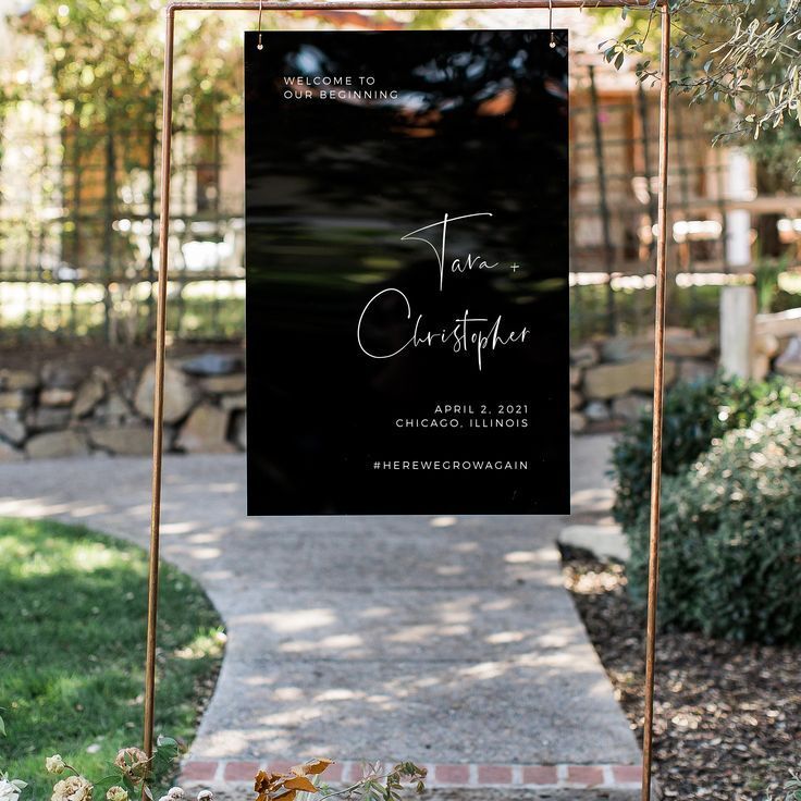 Modern black acrylic welcome sign