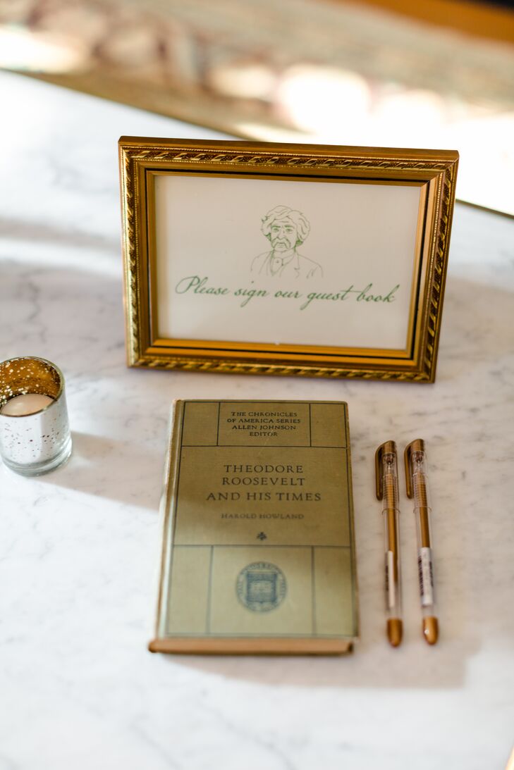 Whimsical Guest Book and Sign with Mark Twain Illustration