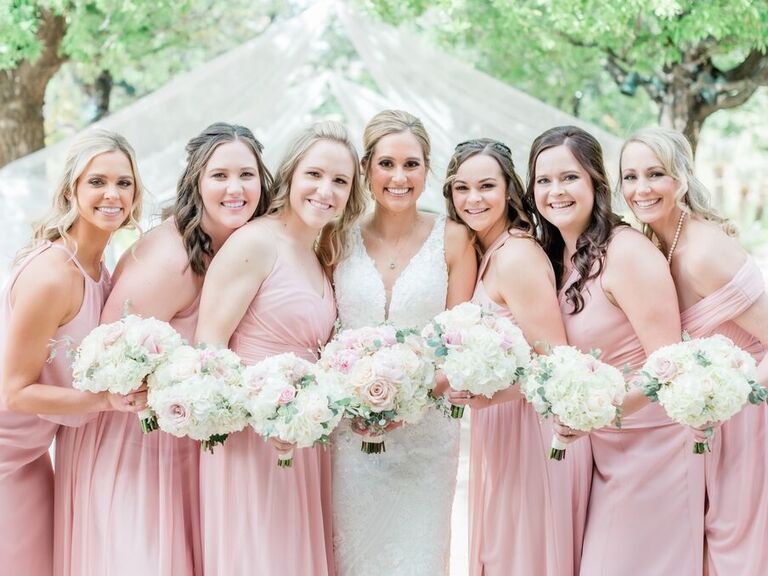 Bride and bridesmaids with their hair and makeup done by Brianna Michelle Beauty, LLC. 