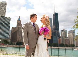 A swanky, urban vibe was the feel that Abby and Ryan were going for at their late-summer wedding. The pair met while studying at Notre Dame almost exa