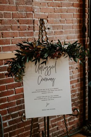 Wedding Signage at the Charles River Museum of Industry and Innovation in Waltham, Massachusetts
