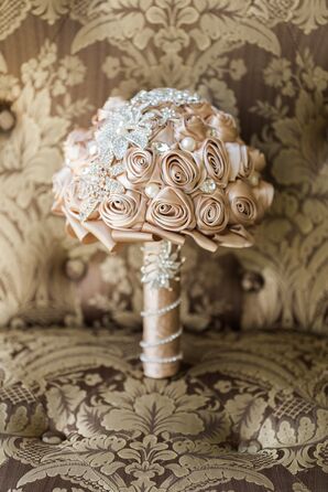 Taupe Ribbon Rose-Inspired Bridal Bouquet