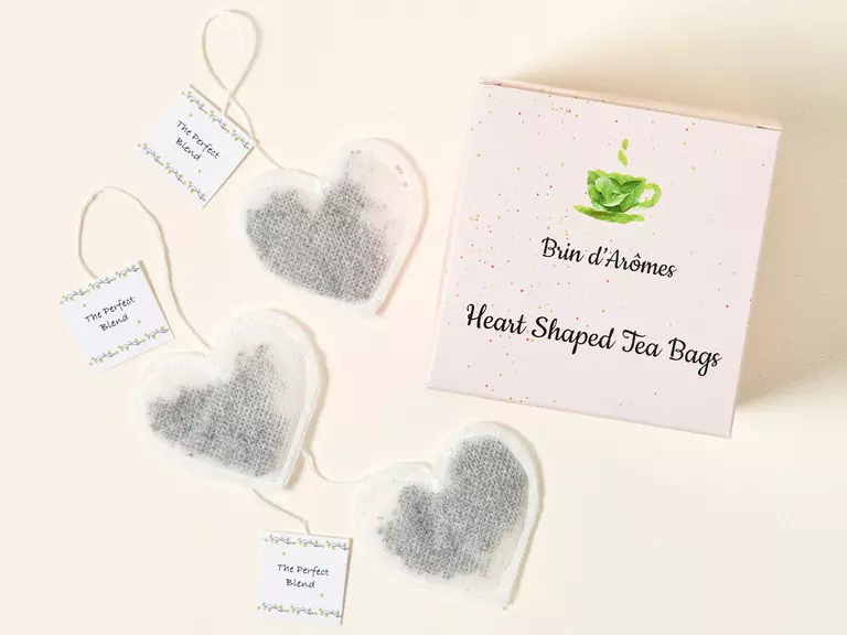 Cute heart-shaped tea bags. 