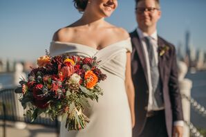 Fall-Colored Thistle, Protea, Ranunculus and Dahlia Bouquet