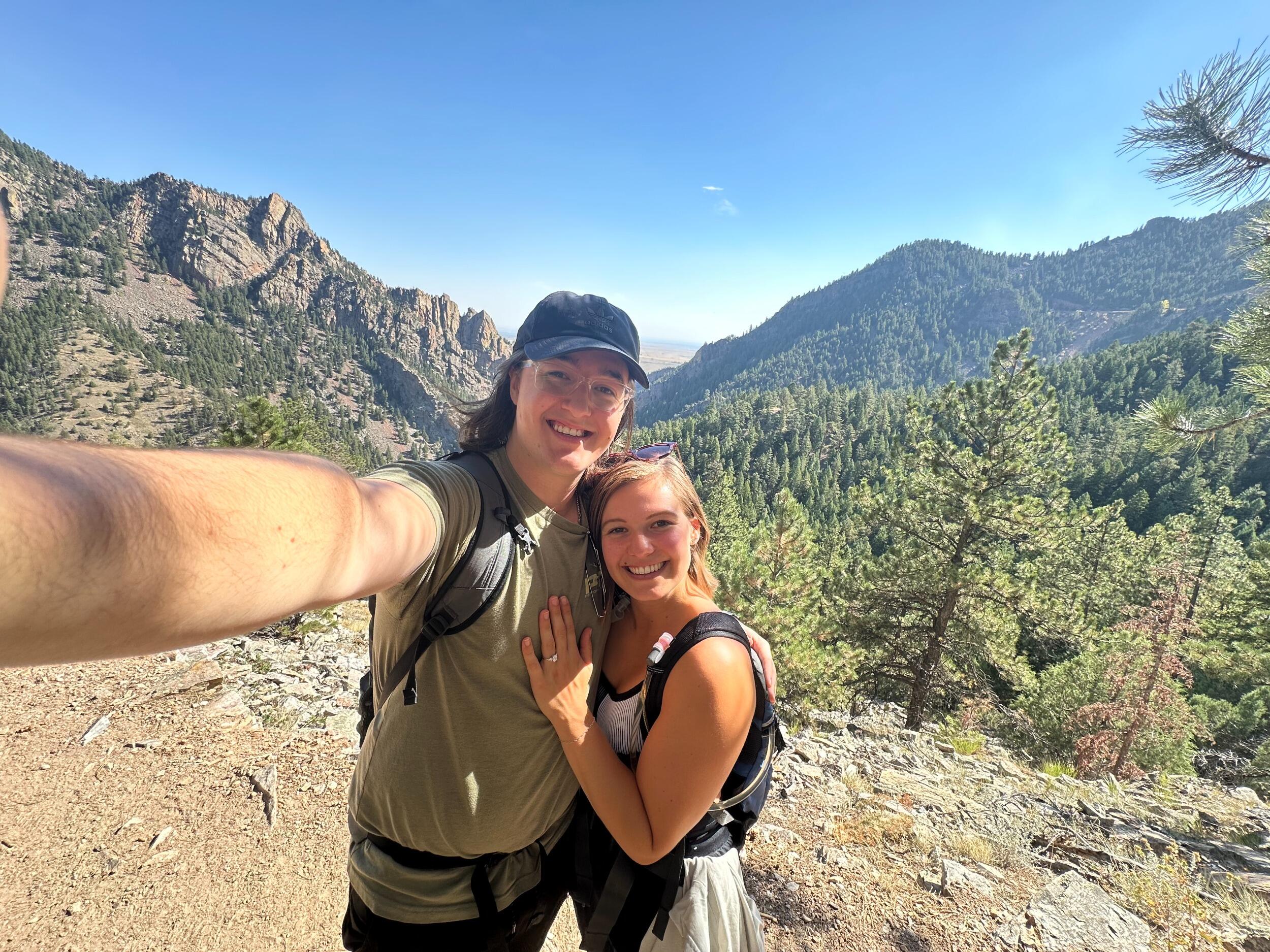 Zack proposed on our hike in Eldorado Canyon State Park (to get me to stop complaining about the heat)!
