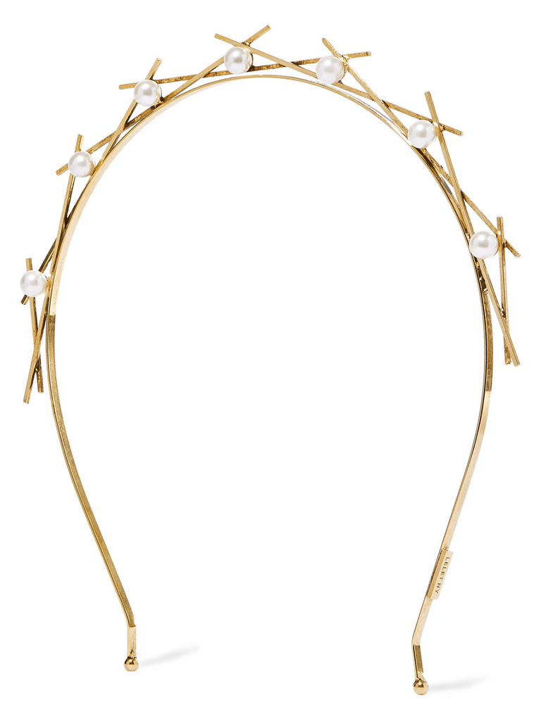 gold-plated faux pearl headband