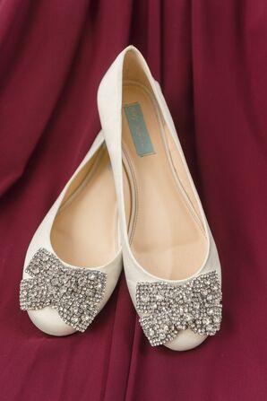 Betsy Johnson Ballet Flats with Rhinestone Bows