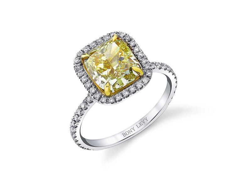 nordstrom bony levy yellow diamond engagement ring with yellow gold claw prongs round diamond halo and diamond halo and diamond encrusted white gold band