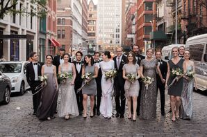 Glam Silver Mismatched Bridesmaid Dresses