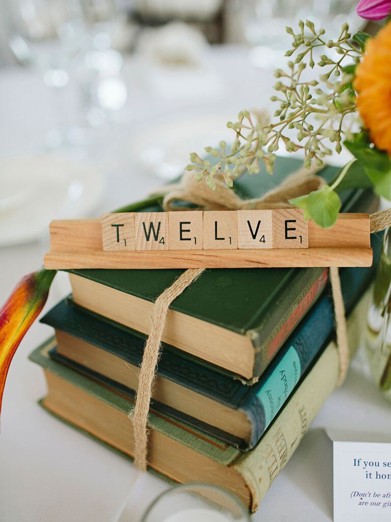 Scrabble wooden wedding table number