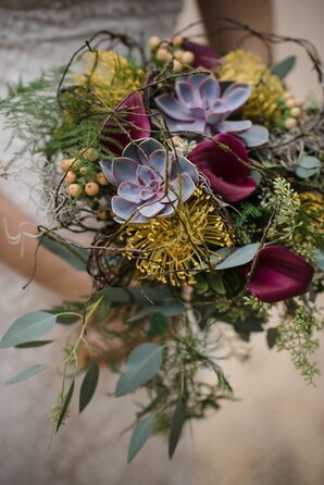 Succulent Wedding Bouquet at Hempstead House in New York