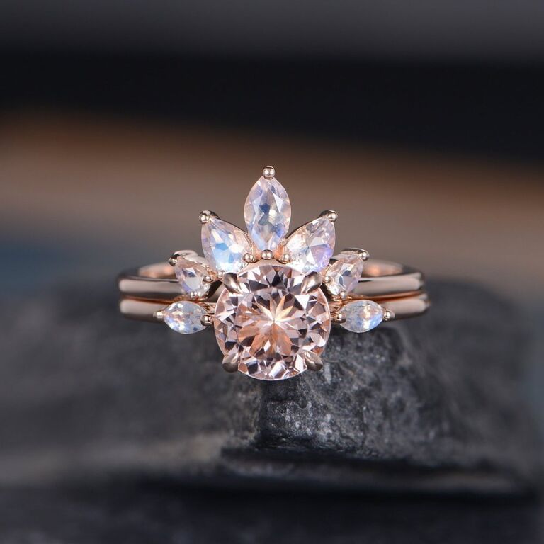 art deco morganite engagement ring