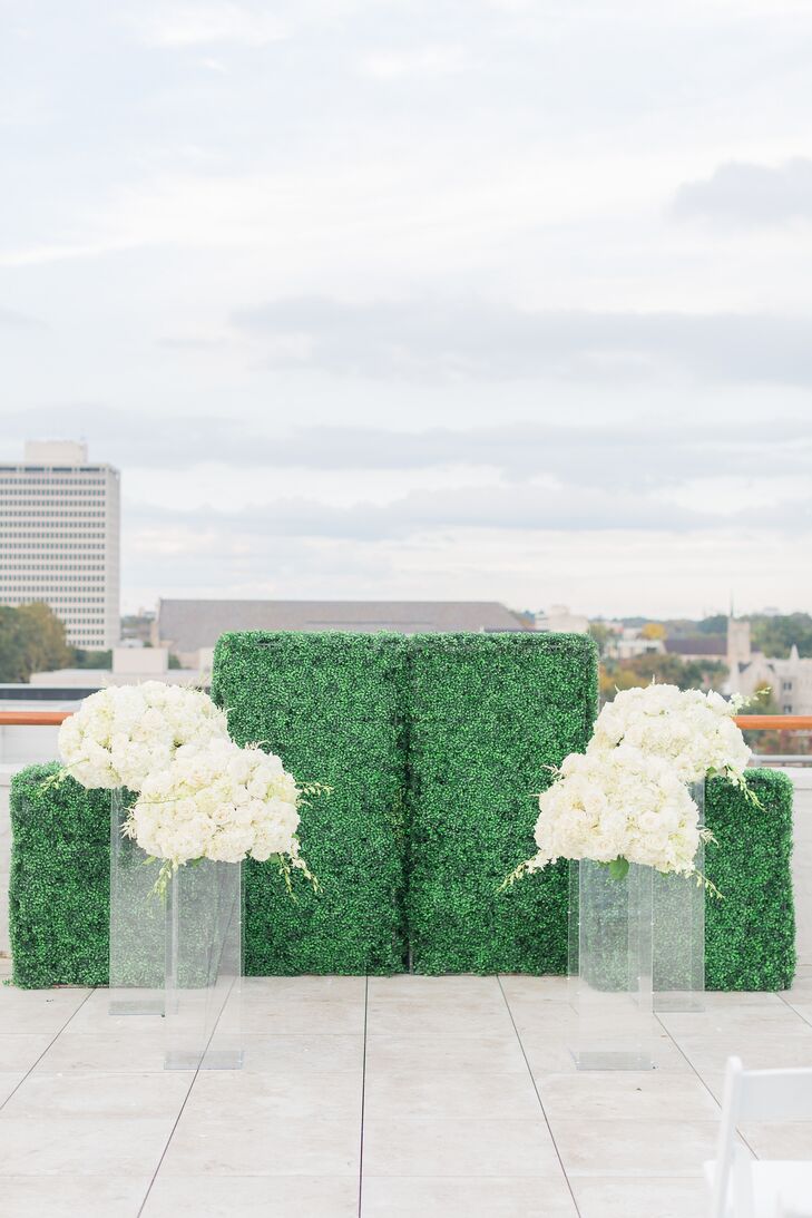 Greenery Altar Hedge for Ceremony at The Faulkner in Jackson, Mississippi