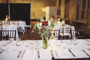 Ranunculus, Green Trick and Chrysanthemum Centerpiece