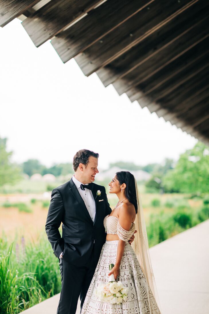 Bride and Groom at Art Museum Wedding