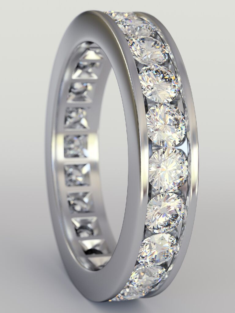 Diamond wedding band with channel setting