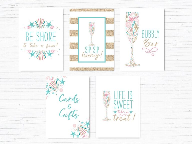 beach themed bridal shower signs