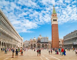 Piazza San Marco with the Basilica of Saint Mark and the bell tower of St Mark's Campanile, Venice
