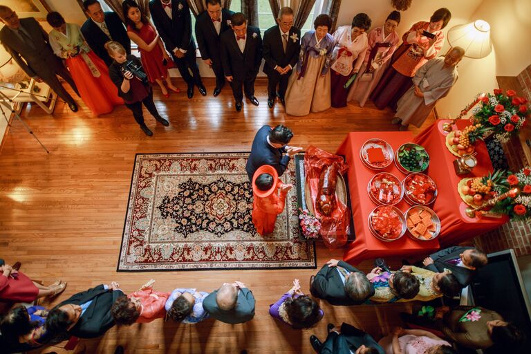 Vietnamese altar prayer during wedding