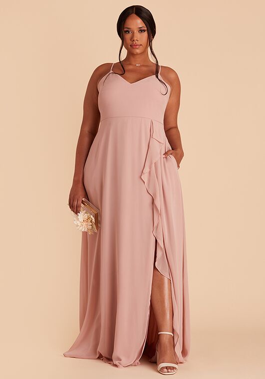 Birdy Grey Theresa Dress in Chiffon Dusty Rose V-Neck Bridesmaid Dress - 4