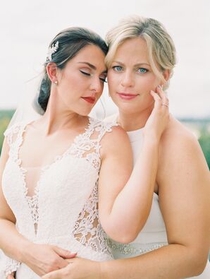Brides Pose for Photo on Wedding Day in Merchantville, New Jersey