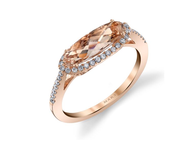 MARS oval east-west pink morganite and diamond ring in rose gold