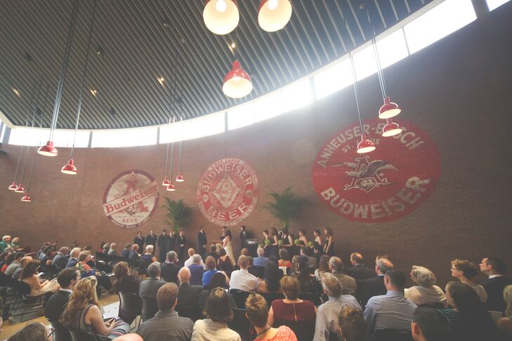 Melissa and Jesse got married in one of the tasting rooms at the Anheuser-Busch Budweiser Brewery. “There is no place more St. Louis than the Budweiser Brewery!” says the couple.