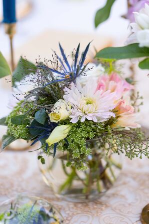 Chrysanthemum, Rose and Wildflower Centerpiece