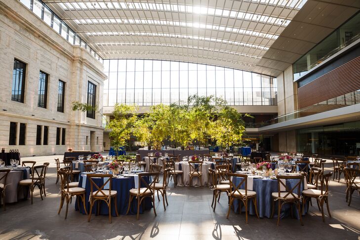 The reception took place inside the Cleveland Museum of Art's atrium, where natural light poured in through the large windows. This created a feeling of being outside, which seemed perfect for the garden-inspired theme that Bryan and Jackie brought to life.